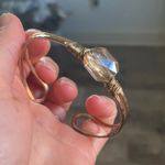 None Gold Tone Hammered Metal Adjustable Bangle Wire Bracelet Crystal Boho Chic Photo 6