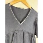 ZARA Black Peplum Top Size Small White Embroidered Lace Short Sleeve Blouse Photo 3