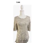 Joseph Ribkoff Crochet Knit Asymmetrical Tunic Top Kimono Sleeve Beige White S Photo 1