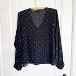 Maje  • Laone embroidered blouse top v-neck black crepe star print Photo 11