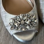 Antonio Melani  Rhinestone Jeweled Wedge Heels 7 Silver‎ Peep Toe Photo 2