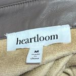 Heartloom  Tan Brown Vegan Faux Leather Short Sleeve Belted Button Shirt Dress M Photo 6