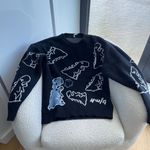 Dinosaur Cartoon Pattern Knit Sweater by Unfashional Black Size XXL Photo 0