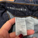 American Eagle  Women Hi-Rise Shortie Blue Jean Shorts Dark Wash Raw Hem Cuff 6 Photo 5