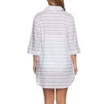 NWT Dotti Baja White Gray Striped Cotton Button Up Dress Swim Cover Photo 1