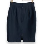 Vintage Mini Pencil Skirt Pinstripes Back Vent Office Navy‎ Blue Parisian Fabric Size 00 Photo 1