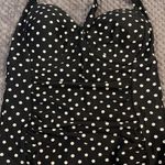 Merona Black Polka Dots Retro Halter Vintage Sweetheart Swimsuit Large GUC #0542 Photo 2