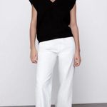 ZARA  Oversized Rib Knit Sleeveless V-Neck Pullover Sweater Vest in Black Photo 4