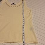 Bogari Cream Knit Sleeveless Top Embroidered Neckline Soft Stretchy Size M Photo 7