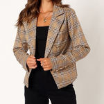 Petal and Pup  Michaela Tan Plaid Blazer Jacket NWOT Size S Photo 0