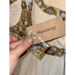 NWT Mandalay White Silk Gold Gray Beaded Cutout Midi Evening Gown Dress Womens 2 Photo 11