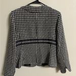 Sandro  Tweed Jacket Blazer Size Large 10-12 Black White Ribbon Detail Buttons Photo 1