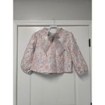 &merci Floral Cropped Top Fun Bow Pink Gray Shiny Textured Evening Wedding Going Out Photo 3
