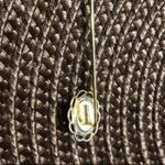 Vintage dainty stick lapel pin brooch coral white marble gold tone filigree Avon Pink Photo 4