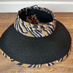 Tahari NWT Animal Print Packable Sun Visor Wide Brim Summer Hat, OS Photo 3