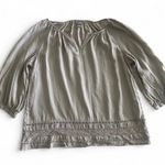 J Jill Linen Blend Blend Embroidered Lace Peasant Blouse Grey Med RN97641 Gray Size undefined Photo 0