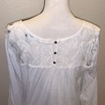Lucky Brand boho white lace back button sheer long sleeve blouse Photo 5