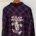 SWIXXZ Purple Plaid Flannel Shirt Know Your Enemy Goth Punk Emo Photo 8