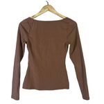 Future Collective Sweetheart Neck Long Sleeve Top Womens XS Brown Neutral Photo 3