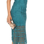 Petal + Pup Candice Strapless Lace‎ Midi Dress Party Cocktail Teal Blue Size 14 Photo 0