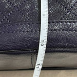 Elliott Lucca Glossy Eggplant Purple Leather Textured Quilted Satchel Purse Photo 6