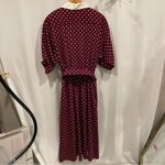 Funky 80’s Ms. Chaus maroon polka bot wide collar vneck belted midi dress Red Size 10 Photo 8