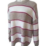 American Eagle NWT,  Dreamspun Pink Cream Stripe Sweater, Sz M Photo 2