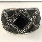 Onyx Vintage  Marcasite Sterling Silver Ring Sz 7 Photo 3