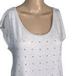 Banana Republic  Womens T Shirt Dress Studded Pullover Cream Silver Small Photo 1