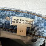Madewell High Rise Mid Length Denim Shorts Woodvale Wash Size 23 Raw Hem Photo 6