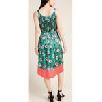 Anthropologie BY Green Pleated Floral Midi Dress Photo 1