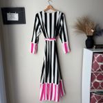 We Are‎ Leone Dress Silk Contrast Maxi Cardigan Striped Belted Long Sleeve S/M Black Photo 10