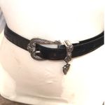 Brighton Womens M/L Black/Brown Embossed Alligator Skin Belt Silver Buckle Charm Photo 1