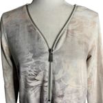 Soft Surroundings  Fleece Half Zip Sweater XS Beige Floral Long Sleeve V Neck Photo 1