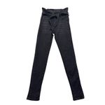 Kancan 1/24 High Rise Ankle Skinny Paperbag Black Jean Waist Tie Belt Gray Photo 1