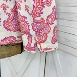 Sigrid Olsen  Floral Damask Cotton Silk Blazer Jacket Cream Pink 4 Snap Front‎ Photo 6