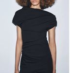 ZARA NWT black ruched asymmetrical shoulder asymmetrical hem top Photo 1
