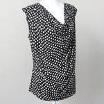 Jennie & Marlis Black and White Polka Dot Cowl Neck Sleeveless Blouse Large Photo 3