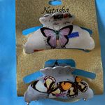 NWT Butterfly Pattern Hair Clips Set Gray Photo 2