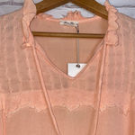 Miss Me light peach blouse SMALL boho tie front Photo 3