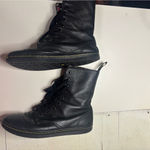 Dr. Martens  Air Wair Stratford Black Floral Foldover Leather Combat Boots Size 8L Photo 2