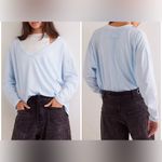 Free People NWT We The Free Nina V-Neck Long-Sleeve Tee ice water light blue - M Photo 1