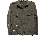 Rails  Kato Military Shirt Jacket Size Medium Charcoal Gray Stars Embroidered Photo 2