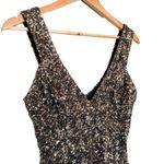 Dress the Population  Sam Plunge Neckline Mini Bodycon Dress Bronze Black Small Photo 3