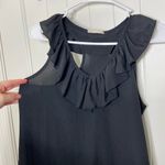 Lush Clothing EUC Lush women’s solid black ruffle neck racerback blouse‎ tank small Photo 1