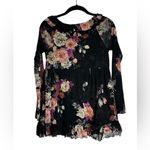 Vintage Mesh Babydoll Top Ruffle Floral 90s Y2K Whimsigoth Fairy Boho Size S Black Photo 6