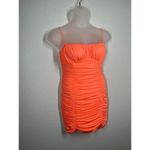 superdown  Medium M Rachelle Mini Dress Ruched Stretch Jersey Neon Pink O… Photo 1