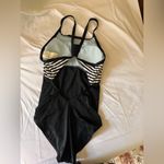 Nike  Black and White Striped One-Piece Swimsuit Photo 2