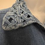 Button Down Denim Shirt with Criss Cross Collar/Bottom Blue Size L Photo 3