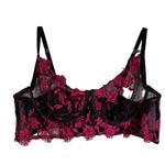 Torrid  Floral Embroidered Mesh Underwire Bra 4X 26 Black Fuchsia Photo 4